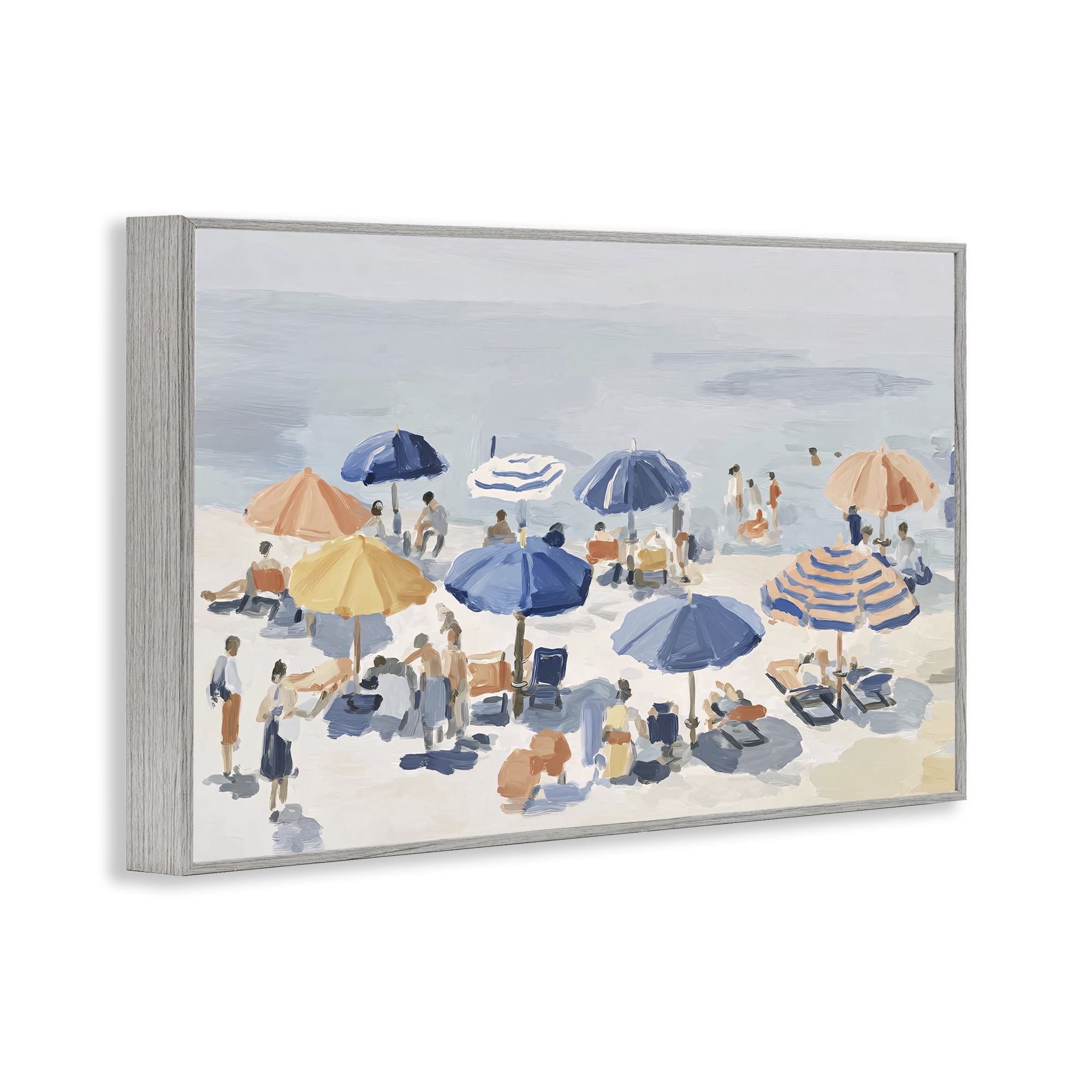 Stupell Industries Summer Fun Beach Crowd Gray Framed Giclee Art, design by Jacky Ngan
