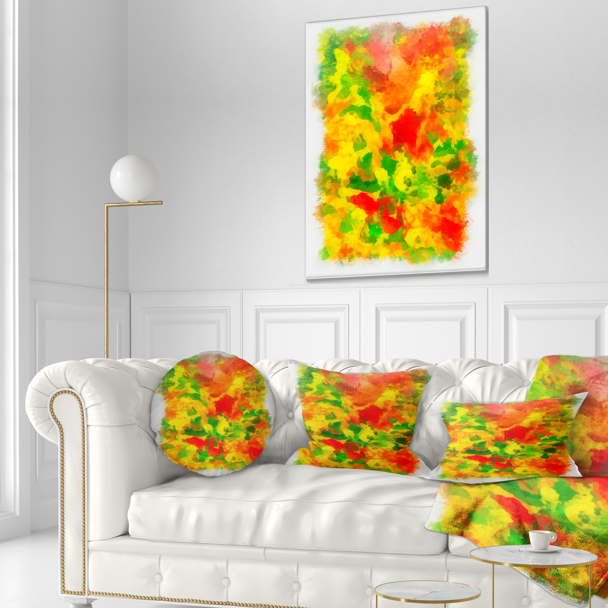 Designart Colorful Hand drawn Floral Background - Flower Throw Pillow - 12x20