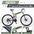thumbnail image 2 of 29 inch Folding Mountain Bikes, Mens Mountain Bicycle w/ Disc Brakes, 21 Speed Hybrid Bike for Adults Men Women, City Commuter Bike for Rider Height 5'4"-6'2", 85% assembled (Green), 2 of 6