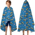 thumbnail image 3 of Cartoon Construction Vehicles Road Signs Hooded Bath Towel，60"x35" for Ages 3 To 12 Kids, Quick Dry Lightweight Soft Microfiber Hood Beach Towel Cover Up for Kids, 3 of 7