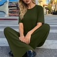 thumbnail image 5 of VBVC Women's 2 Piece Baggy Sweatsuit Sets,Crew Neck T-Shirt and Straight-Leg Pants For Women,Ladies Summer Short Sleeve Lounge Sets with Pockets,Army Green,S-2XL, 5 of 9