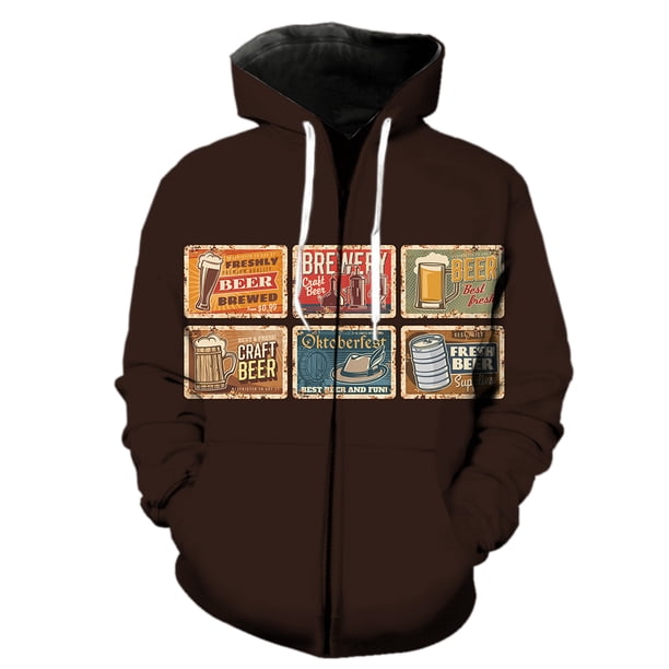 Sudadera con capucha y cremallera para hombre del Festival de la Cerveza de Dibujos Animados, gran oferta 2024, camisetas extragrandes, divertidas y geniales, con capucha, sudaderas con estampado 3D p