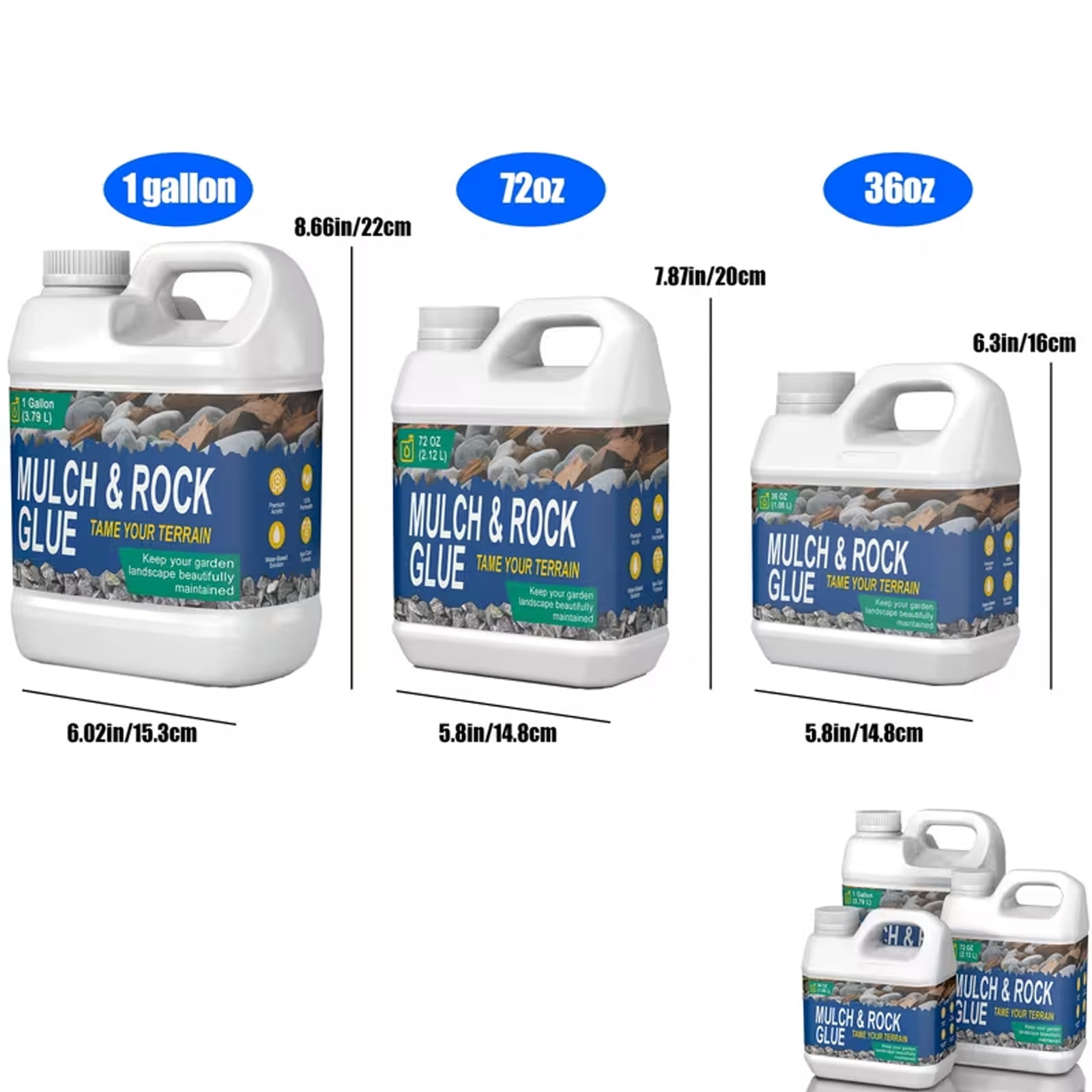 Mulch Glue 36OZ, covering adhesive for bonding stones, views, gardens, gravel, stones, leaves, bark, garden paths