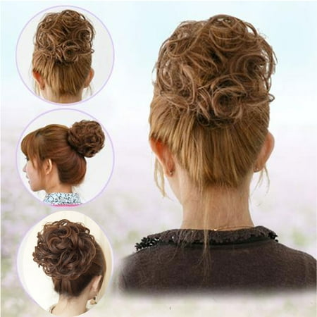 FLORATA Short Messy Curly Dish Hair Bun extension Easy Stretch Hair Combs Clip In Ponytail extension Scrunchie chignon Tray