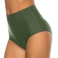 thumbnail image 4 of Tankini Swimsuits for Women Running High Waist Bikini Bottoms Swim Briefs Beach Shorts Ruched Bottom for Shorts Army Green S, 4 of 8