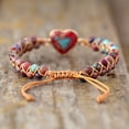 thumbnail image 4 of Deeceymbur Adjustable Jasper Heart Bracelet Love Forever Gift for Women Natural Stone Inspirational Message Rope Design Customizable Length Encouragement Jewelry Daily Wear, 4 of 6