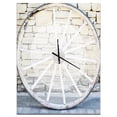 thumbnail image 1 of Designart 'Old Vintage Broken Wood Wheel Farmhouse Rectangular Wall Clock, 1 of 4