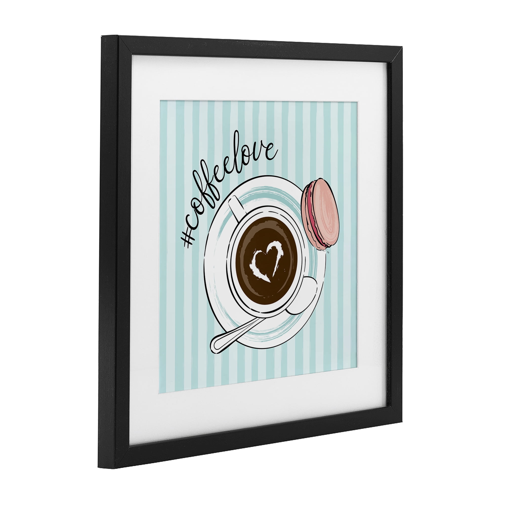 Stupell Industries Coffee Love Hashtag Black Framed Print Under Glass, design by Martina Pavlova
