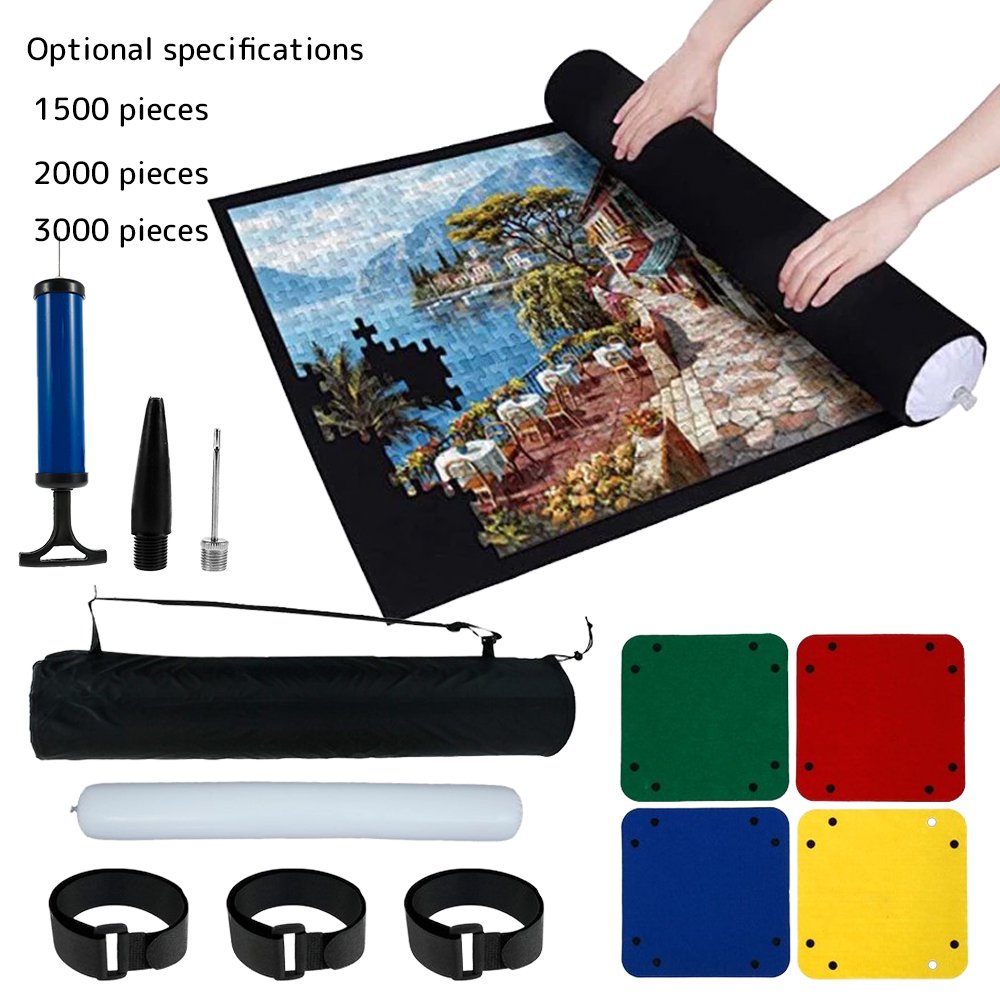 ODOMY Puzzle Roll,Giant Jigsaw Mat, Foldable Puzzle Roll Black Jigsaw