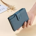 thumbnail image 3 of Genuine Leather Wallets for Women RFID Blocking Bifold with Zipper Pocket, 2 ID Windows, 18 Card Slots, Blue, 3 of 7