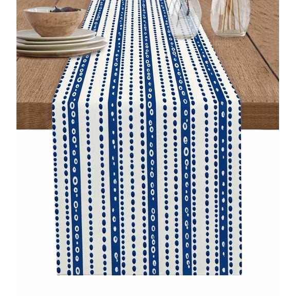 Ldtrchee Navy Blue Boho Table Runner 48 Inches, Southwestern Striped Abstract Bed Runner Dresser Scarves Tabletop for Indoor Outdoor Parties/Ceremony/Banquet, 13" x 48"