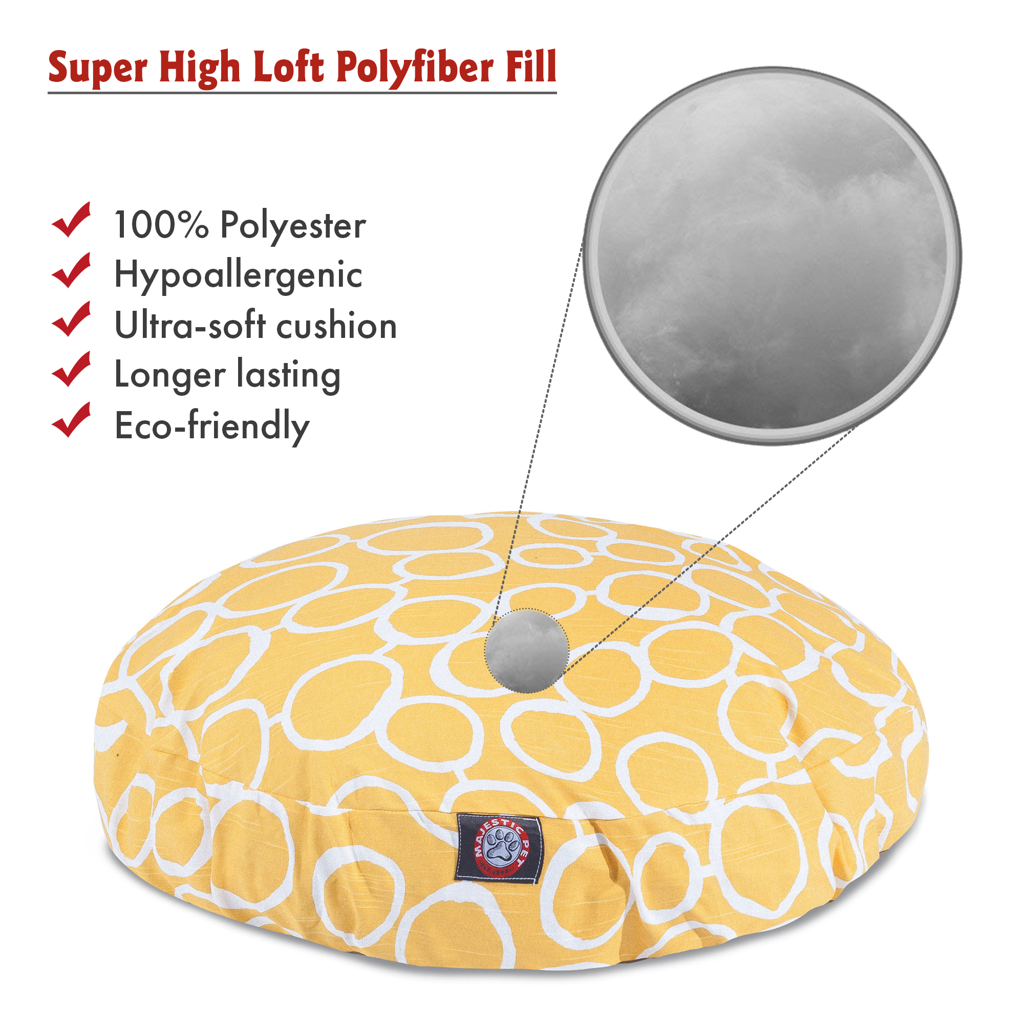Majestic Pet | Fusion Round Pet Bed For Dogs, Removable Cover, Yellow, Medium