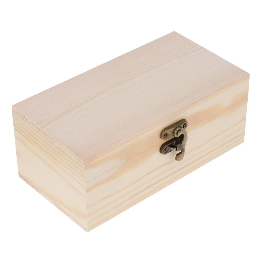 Unpainted Wood Jewelry Box Clamshell Jewels Boxes Storage Trinkets Gift Case 