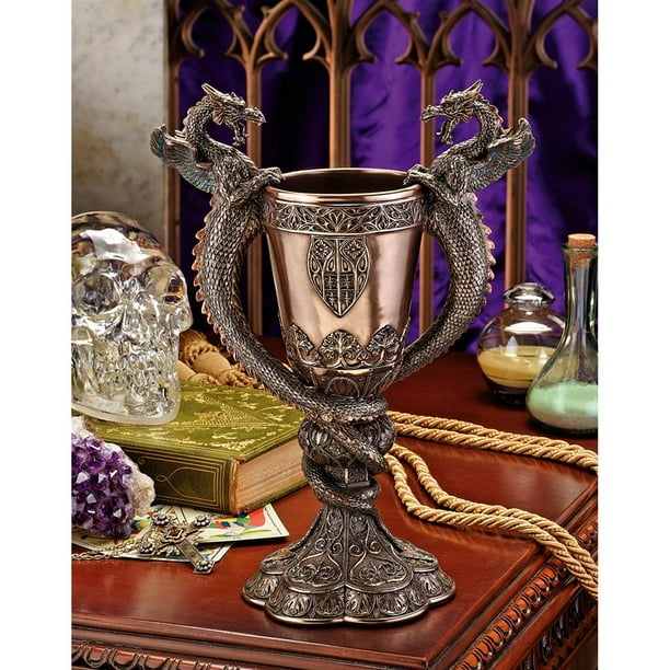 Design Toscano Shadowcrested Tomb Guardians Dragon Chalice Set of Two