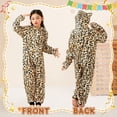 thumbnail image 5 of Ruyang Kids Leopard Hooded Jumpsuit Full Zip Long Sleeve Onesie Halloween Animal Theme Party Outfit for Girls 3-8 Years, 5 of 6