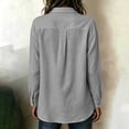 thumbnail image 6 of QIYAGBSA Button Down Shirts for Women Asymmetrical Button Placket Long Sleeve Collared Cotton Linen Relaxed Fit Casual Tops (Gray, S), 6 of 7