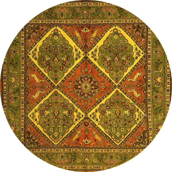 Ahgly Company Indoor Round Persian Yellow Traditional Area Rugs, 7' Round
