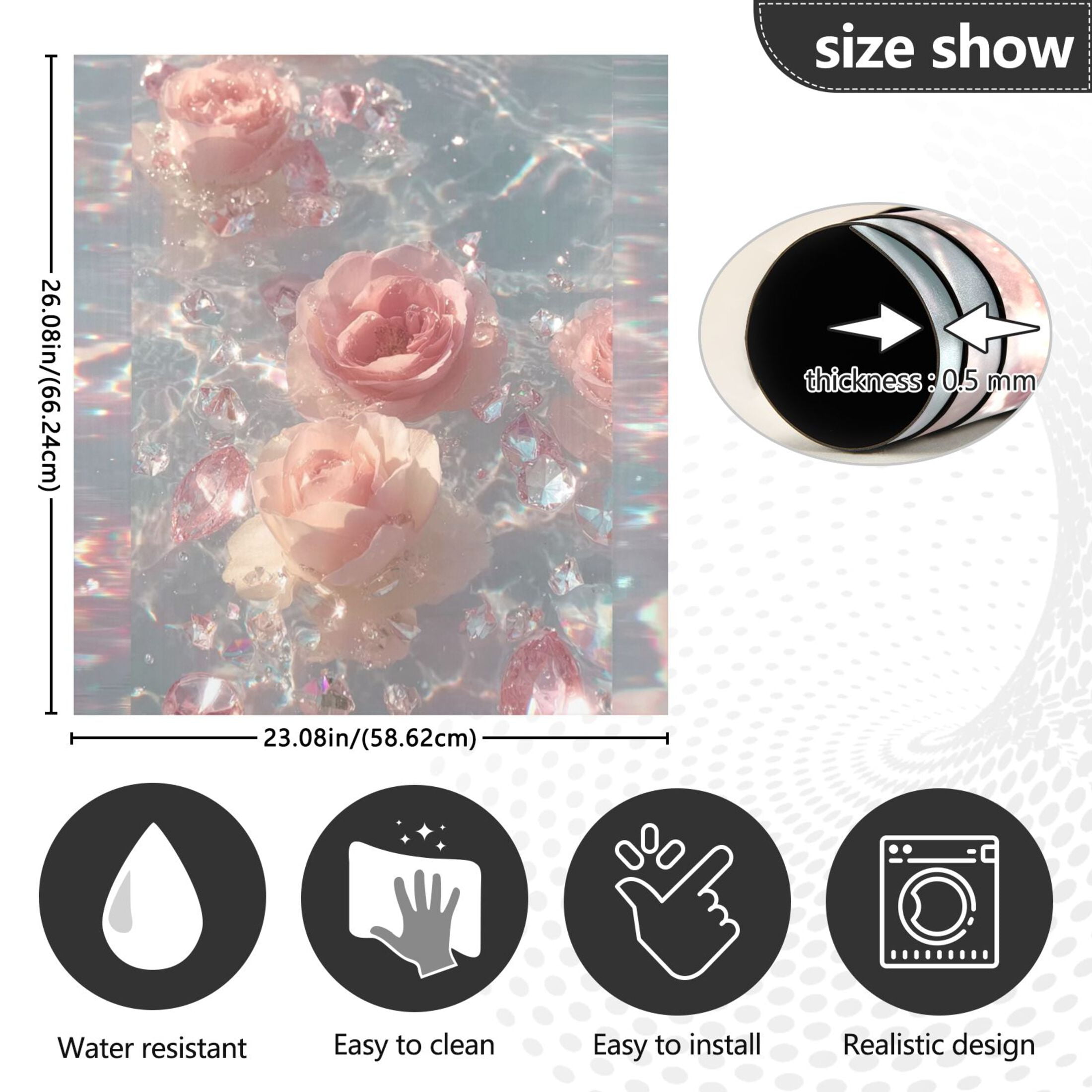 IAUYY Magnetic decorative sticker - 23x26 Inch PVC Refrigerator Decorative Cover, Removable DIY Art for Kitchen Appliances Crystal Drift Wallpaper