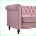 thumbnail image 6 of Pink Velvet Chesterfield Sofa 84.65 Inch – Luxe Living Room Sofa with Gold Trim & Deep Tufting, 6 of 11