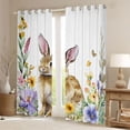 thumbnail image 2 of Homewish Cute Rabbit Child Blackout Curtains Set of 2 (52x84 Each), Groovy Daisy Floral Window Curtains, Kawaii Cartoon Bunnies Curtains and Drapes, Living Room Curtains Decor, 2 of 6