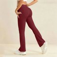 thumbnail image 5 of Women Flare Leggings with Pockets Comfy Yoga Pants High Waist Tummy Control Bootcut Workout Flared Leggings M, 5 of 5