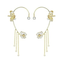 CILENON Small Butterfly Earrings Ear Cuffs Non Piercing Bling Tassel Exquisite Zircon Ear Clips Bridal Wedding Jewelry Gifts (Gold2,One Size)