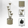 thumbnail image 4 of XBrand Metal Sculptural Multi-tiered Flower Water Fountain, Silver, 35" Tall, 4 of 11