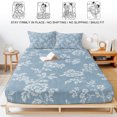 thumbnail image 5 of Cal.King Size Fitted Sheet Set - Watercolor Floral 3 Piece Bedding Sets 16" Deep Pocket Fitted Sheet with 2 Pillowcases, Spring Botanical Flowers Rustic Blue Brushed Microfiber Hotel Bed Sheets, 5 of 9