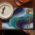 thumbnail image 4 of Blue Green Gold Marble Pattern Summer Placemats Table Placemats Set Of 6-Linen Kitchen Washable Placemats Table Mats 11.8"x17.7" Non-Slip Heat Resistant, 4 of 5