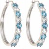 Blue Topaz and Created White Sapphire Rhodium-Plated Earrings