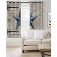 thumbnail image 2 of Village Stars Blackout Curtains 45 Inch Length Vintage Blue Star Beige Barn Doors Thermal Insulated Window Curtain Window Drapes 2 Panels for Bedroom Living Room 52"Wx45"L, 2 of 9