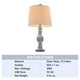 thumbnail image 5 of Bestco Table Lamp Set of 2 Bedside Lamps with USB Ports Fabric Shades Resin Bases Blue, 5 of 9