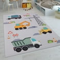 thumbnail image 5 of Kids Rug Non-Slip Play Mat with Construction Vehicles in Grey, 5 of 5