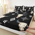 thumbnail image 3 of jejeloiu Boho Tribal Full Size Sheets,Rustic Bull Skull Bed Sheets,Abstract Aztec Geometric Sheet Sets For Men Women,Ultra Soft Home Decor,4 Pieces, 3 of 7