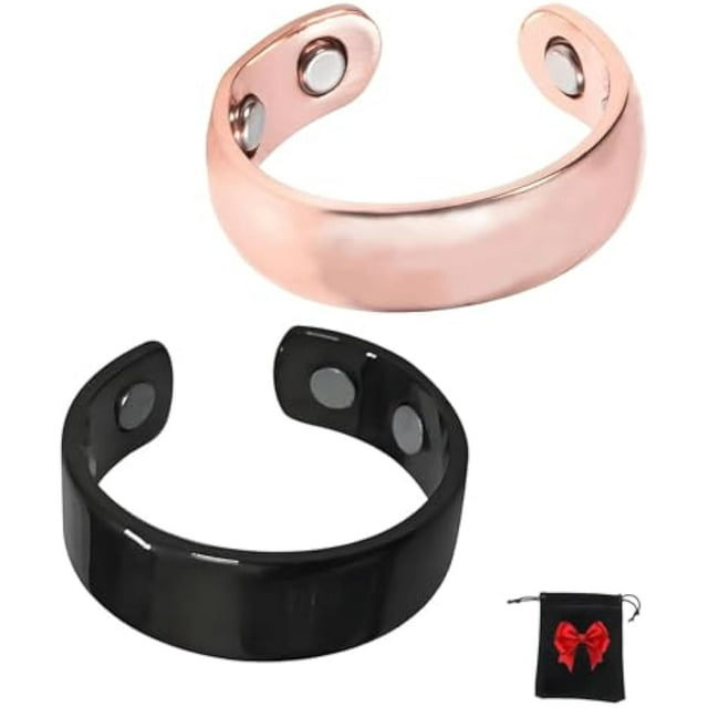 Original Magnetic Wellness Ring for Women/Men, Adjustable Open Stainless Steel Rings with 4 Strong Magnets, Lightweight, Water-Resistant