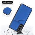 thumbnail image 6 of Feishell Fit for Samsung Galaxy S21+ Phone Case with Wrist Strap,Shockproof Premium PU Leather Back Magnetic Buckle Flip Kickstand Credit Card Slots Anti-Scratch Protective Cover,Blue, 6 of 6
