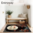 thumbnail image 3 of ODIKA 2'x3' Machine Washable Non-Slip Area Rug, Black Poppy Moon Mystical Floral Celestial High Traffic Rug, Red, 84133, 3 of 7