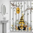 thumbnail image 5 of Bees Dwarf Shower Curtain for Bathroom Decor, Springs White Daisy Branch Flower Plant Waterproof Fabric Shower Curtain, 72"x96" Set with 12 Hooks, 5 of 9