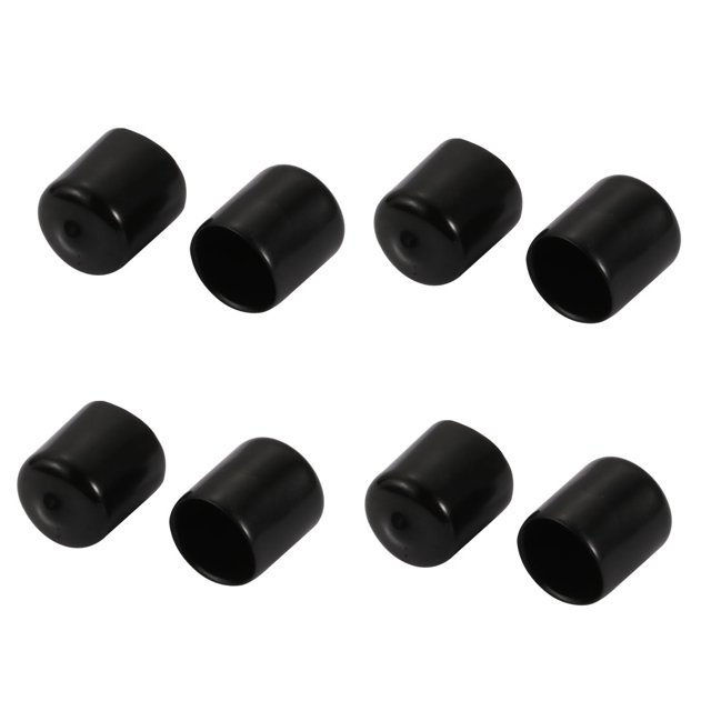 Unique Bargains 8Pcs 16mm Inner Dia PVC Flexible Vinyl End Cap Screw Thread Protector Cover Black