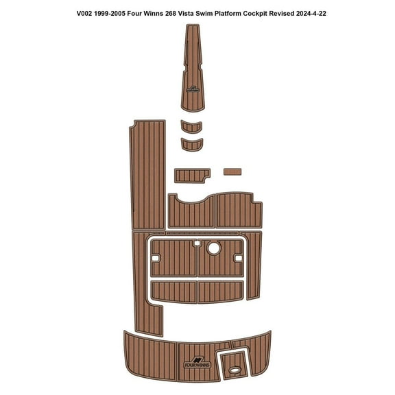 1999-2005 Four Winns 268 Vista Swim Platform Cockpit Boat EVA Teak Floor Pad Mat
