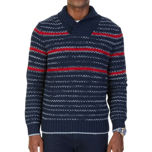 Nautica Chandail à Rayures pour Hommes, Bleu, Grand