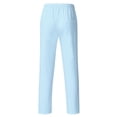thumbnail image 3 of MAWCLOS Mens Trousers Drawstring Pants Solid Color Bottoms Fitted Home Elastic Waist Loungewear Light Blue M, 3 of 3