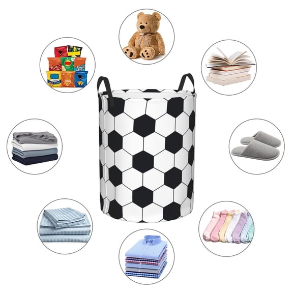 Picia Soccer Ball Large Laundry Basket, Waterproof, Freestanding Laundry Hamper, Collapsible Tall Clothes Hamper with Extended Handles-Small