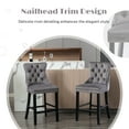 thumbnail image 6 of Paproos Upholstered Bar Stools Set of 2, Velvet Barstools with Wood Legs and Tufted, Modern Leisure Counter Height Bar Chairs with Chrome Nailhead Trim for Home Pub and Kitchen Island, Gray, 6 of 11