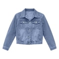 thumbnail image 4 of Women's Denim Jackets Multi Pockets Solid Color Long Sleeve Denim Jacket Collar Button Front Casual Trucker Coat Fall Winter Track Jackets with Pockets, 4 of 9