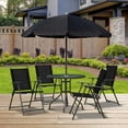 thumbnail image 4 of Comedor de Jardin con Mesa Redonda de Cristal Templado y Sillas de Tela con Estructura de Acero - Desayunador con Sombrilla Plegable para Patio Jardin y Exterior Negro Gaon, 4 of 8