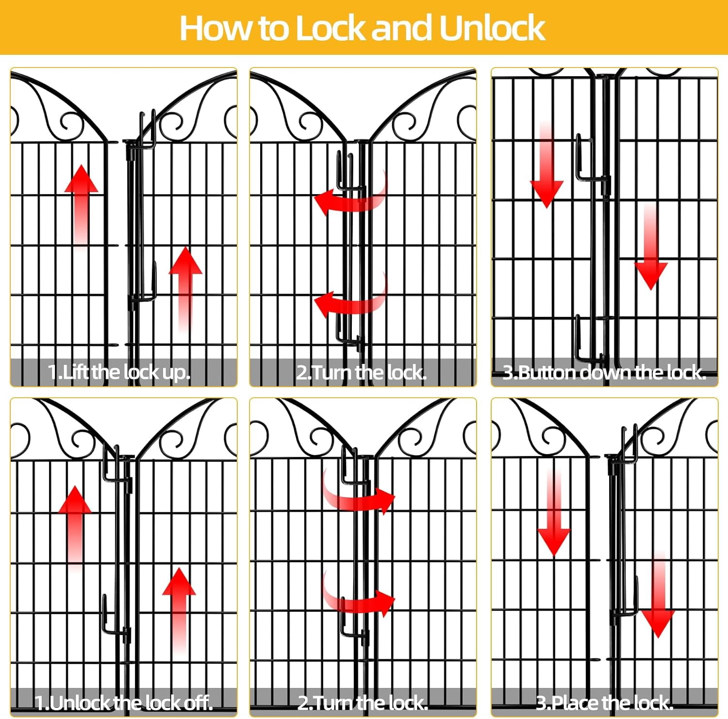 No Dig Decorative Garden Dog Fence Outdoor for Yard, Animal Barrier Fenceing Panels, Rustproof Ground Stakes Temporary Wire Screen for Patio