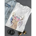 thumbnail image 3 of Deer Head With Flowers T-Shirt Women -Image by Shutterstock, Female XX-Large, 3 of 4