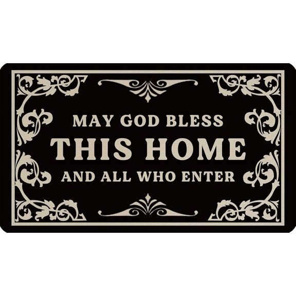 May God Bless This Home and All Who Enter Mats for Front Door Entry Front Porch Doormat Non-Slip Carpet Rugs Floor Mat Decorative for Home Bathroom Kitchen Indoor 18x30 Inch