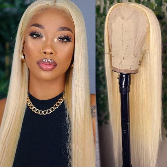 Ladies' front lace chemical fiber wig 613# medium-length straight hair